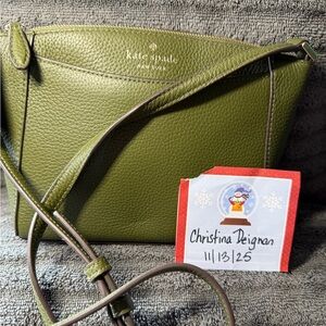 Kate Spade Monica small crossbody bag in enchanted green pebbled leather-New